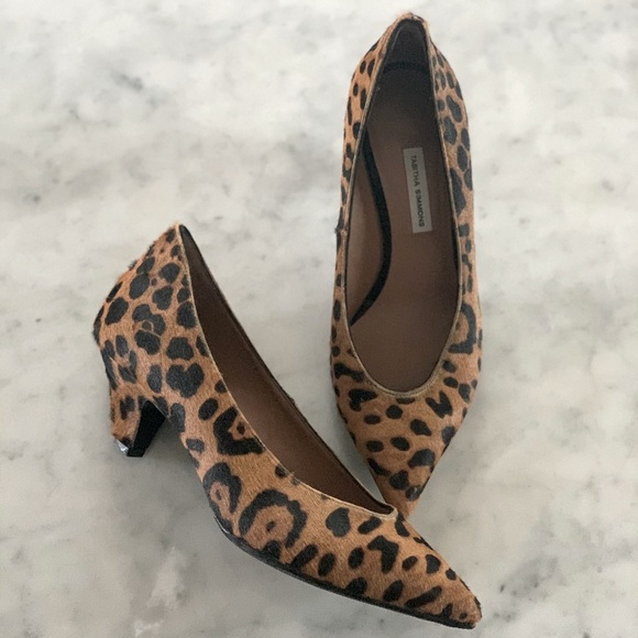 TABITHA SIMMONS Leather Pony-hair Kitten Heels - Picture 1 of 5